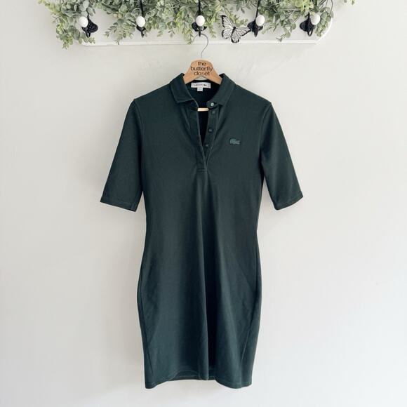 Women’s Lacoste Hunter Green Polo Shirt Dress 36 ee3197 - Picture 1 of 4